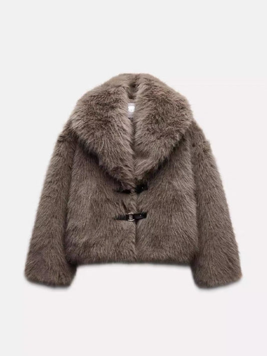 Eleganter Kunstpelzmantel