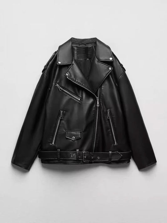 Oversized Kunstlederjacke